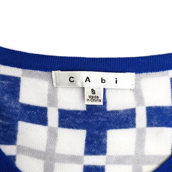 Cabi Blue Multi-color Frame Print Button Front Long Sleeve Cardigan Women's Sz S - Picture 3 of 5